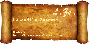 Lencsés Zsanett névjegykártya